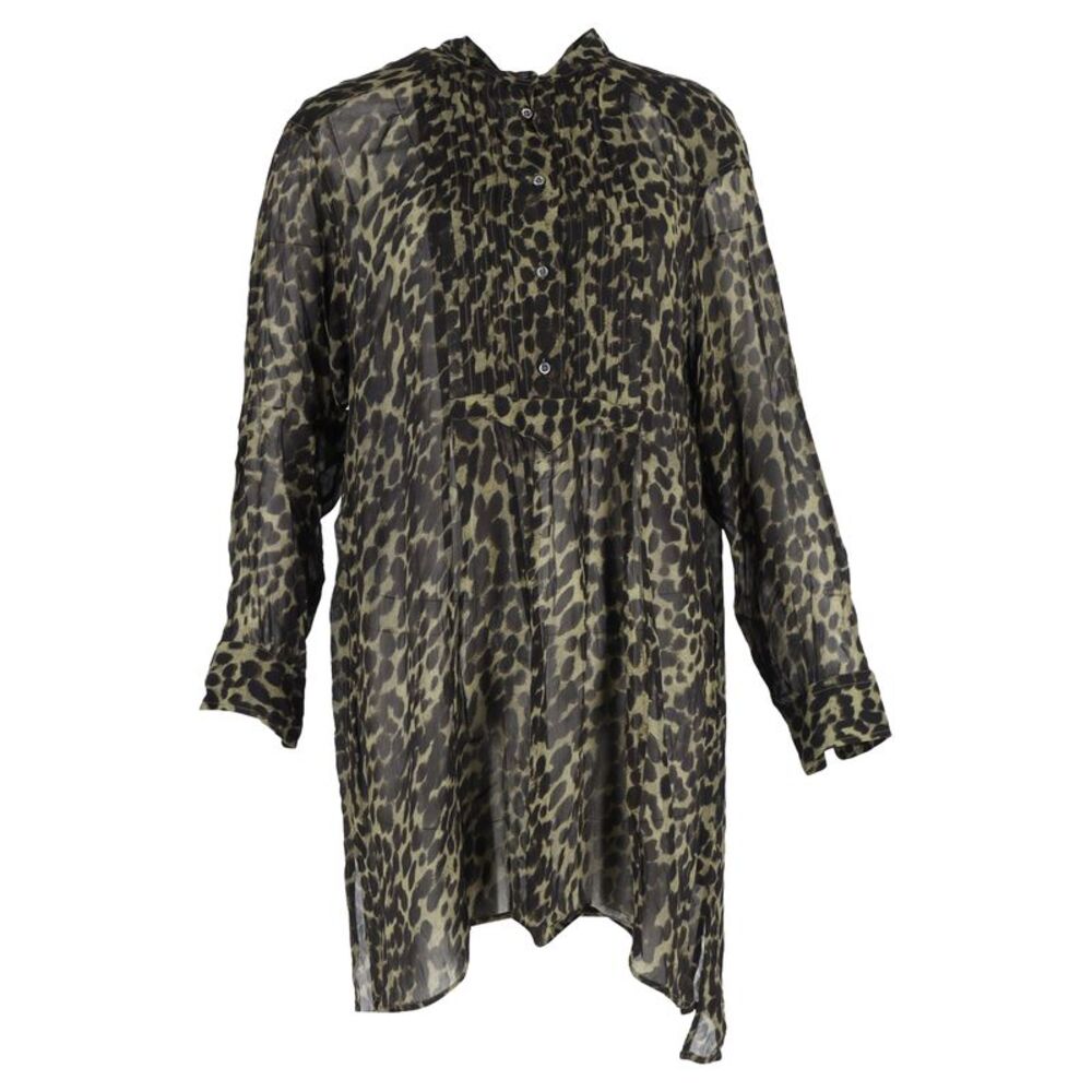 Étoile Isabel Marant Cray Leopard Print Mini Dress in Green Viscose